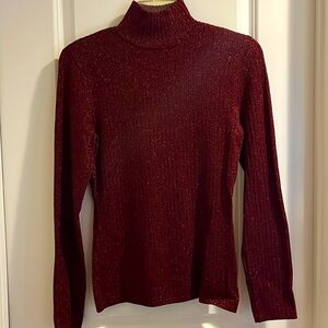 Dark red glittery mock turtleneck sweater